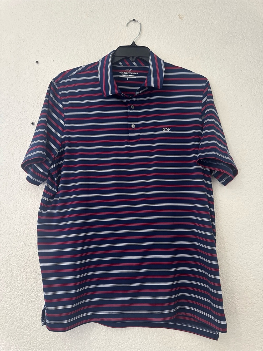Vineyard Vines Navy & Pink Striped Polo Shirt